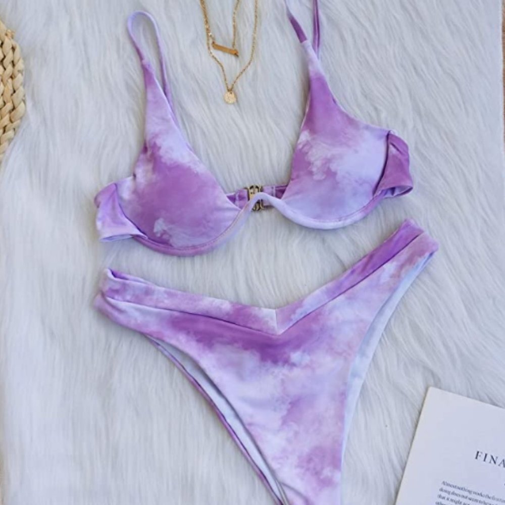 Underwired Tie Dye Triangle Bathing Two Pieces